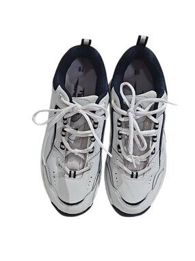 MEN'S TM LEATHER SPORT WHITE SHOCK ABSORPTION LIGHT WEIGHT SHOES SZE 8.5